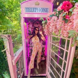 Show Me Your MuMu Pink & Green Floral Sleeveless Jumpsuit